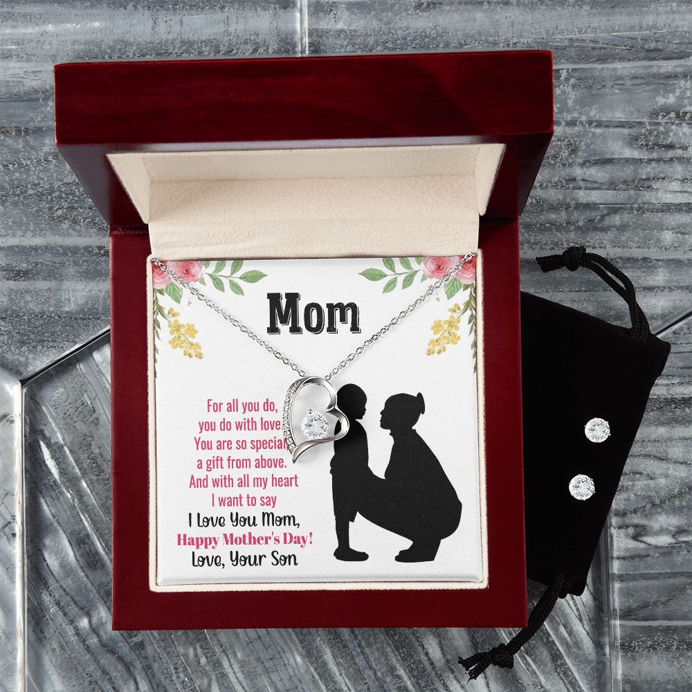 Mom you are so special Forever Love Necklace and Cubic Zirconia Earring Set