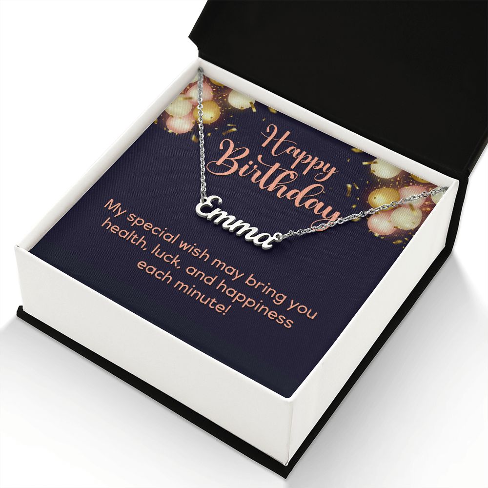 Happy Birthday Personalized Name Necklace, gift for her