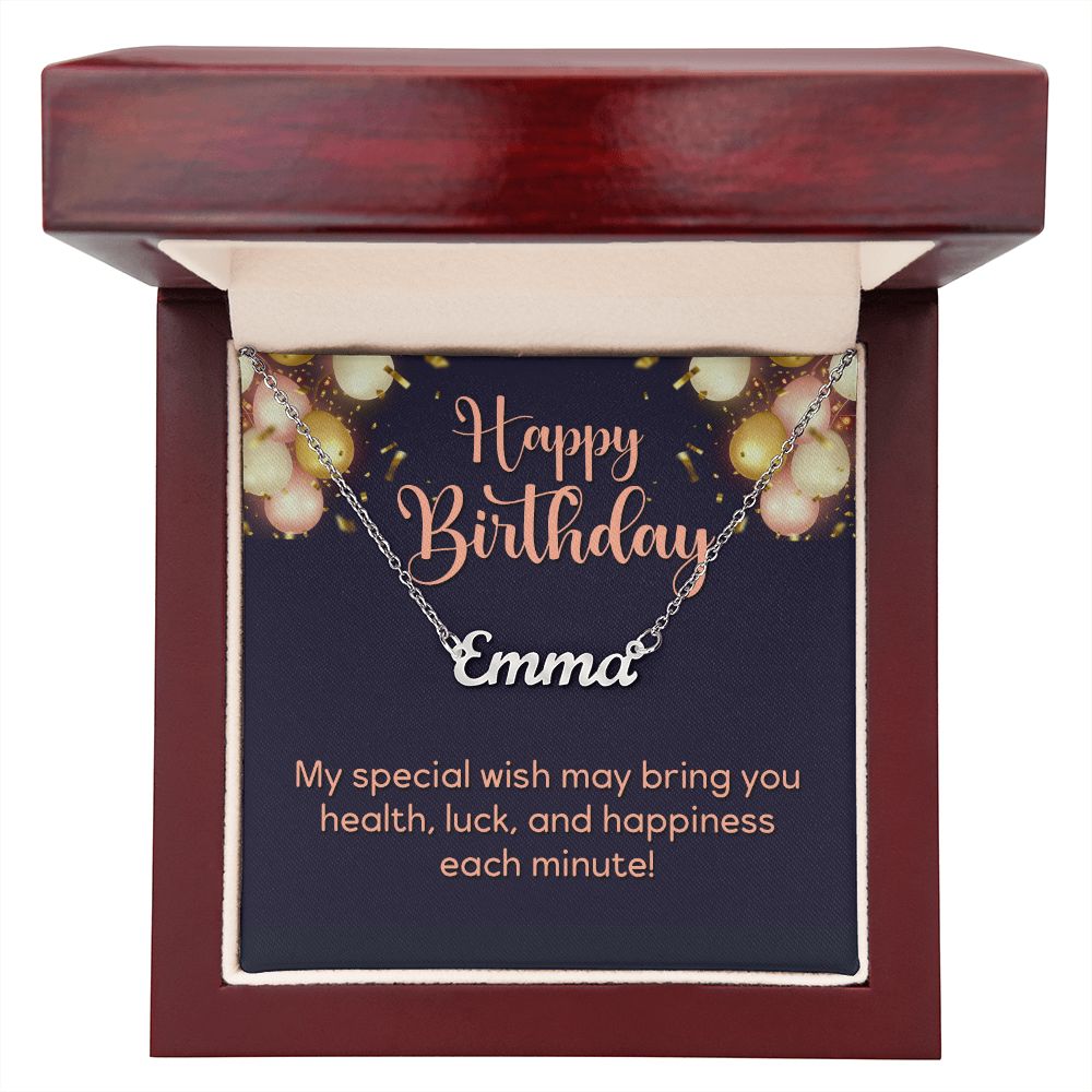 Happy Birthday Personalized Name Necklace, gift for her