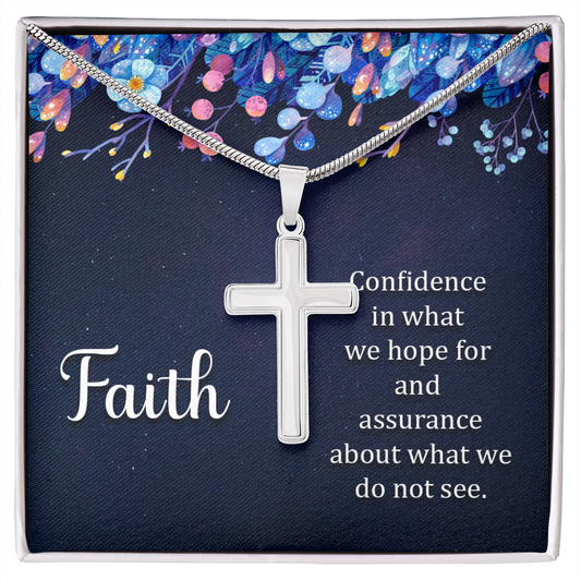 Stainless Cross Necklace w/ Faith