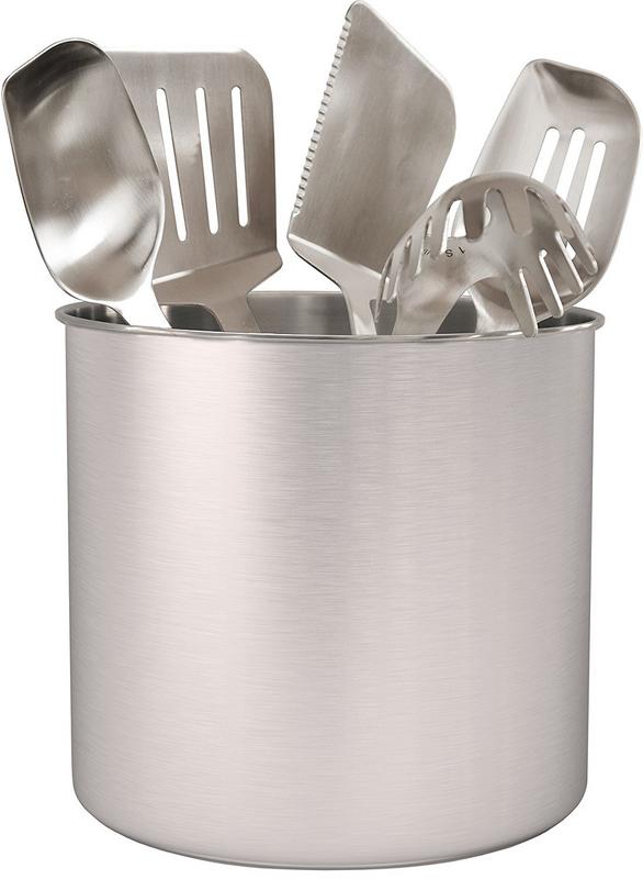 Stainless Steel Kitchen Utensil Holder, Jumbo - 7 x 7 inches