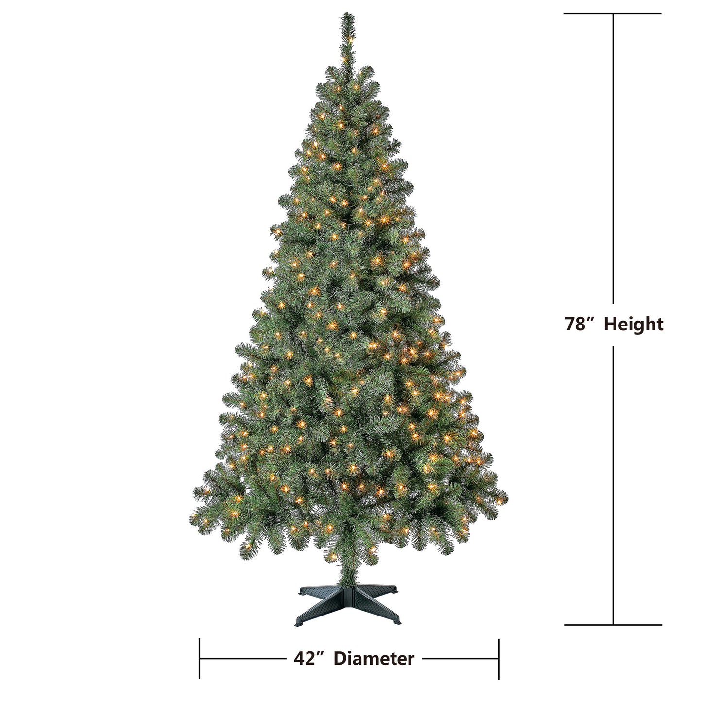 Christmas Time Prelit 300 Incandescent Lights, Madison Pine Artificial Christmas Tree, 6.5'