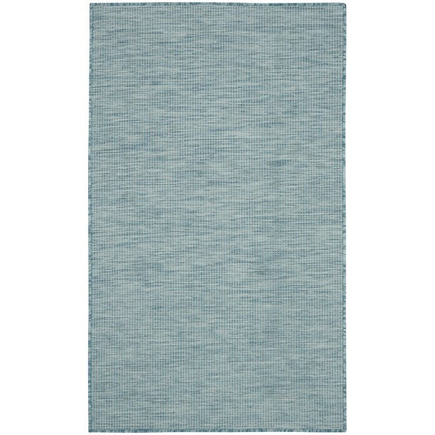 Indoor/Outdoor Modern Solid Aqua 3' x 5' Area Rug