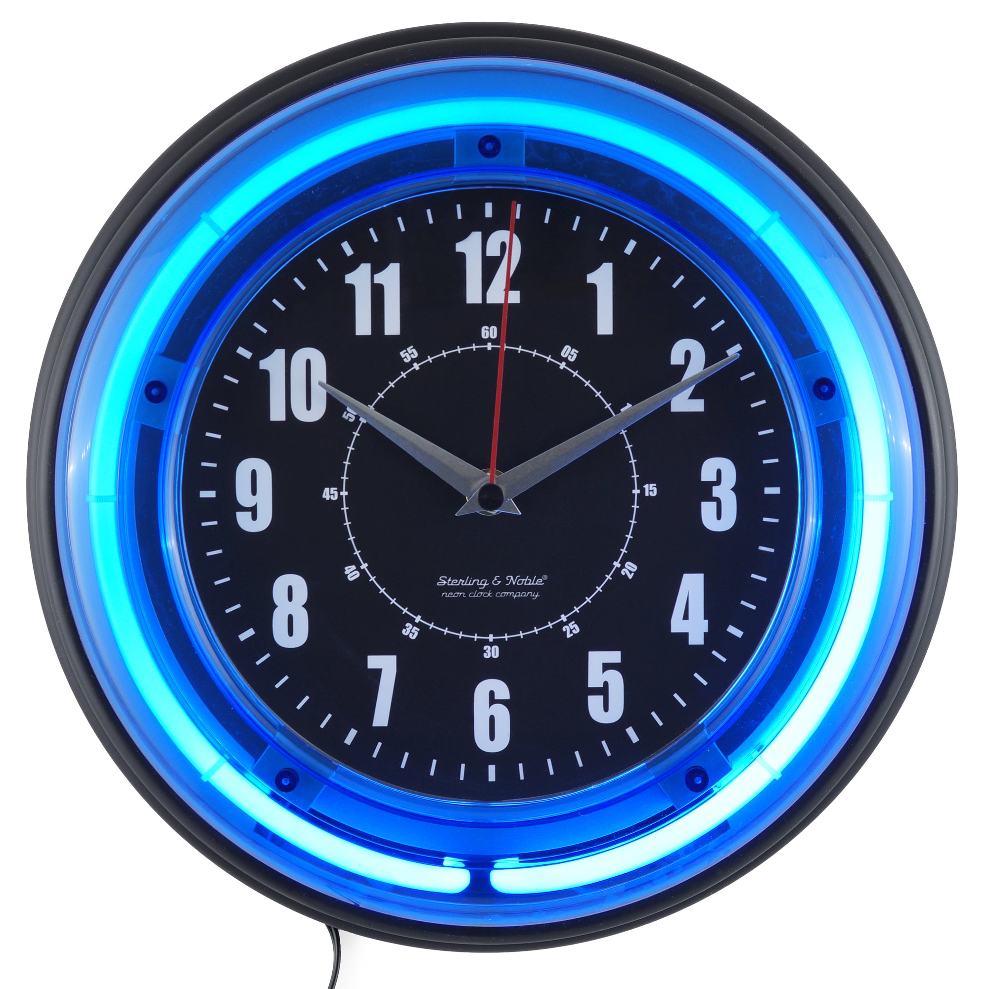 11" Vibrant Blue Neon Analog Wall Clock