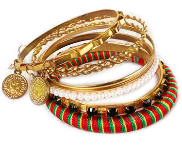 7Pcs Bohemia Burnished Gold Bangle Bracelet Set for Women