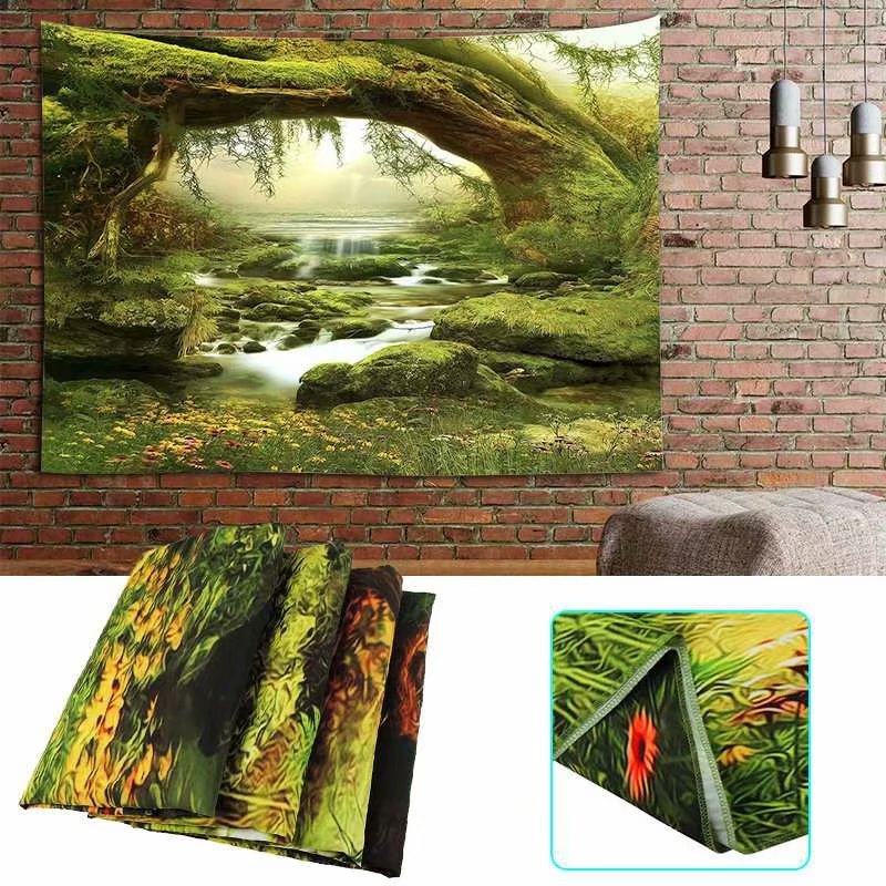 Art Mystic Trees & River Print Tapestry Wall Decor