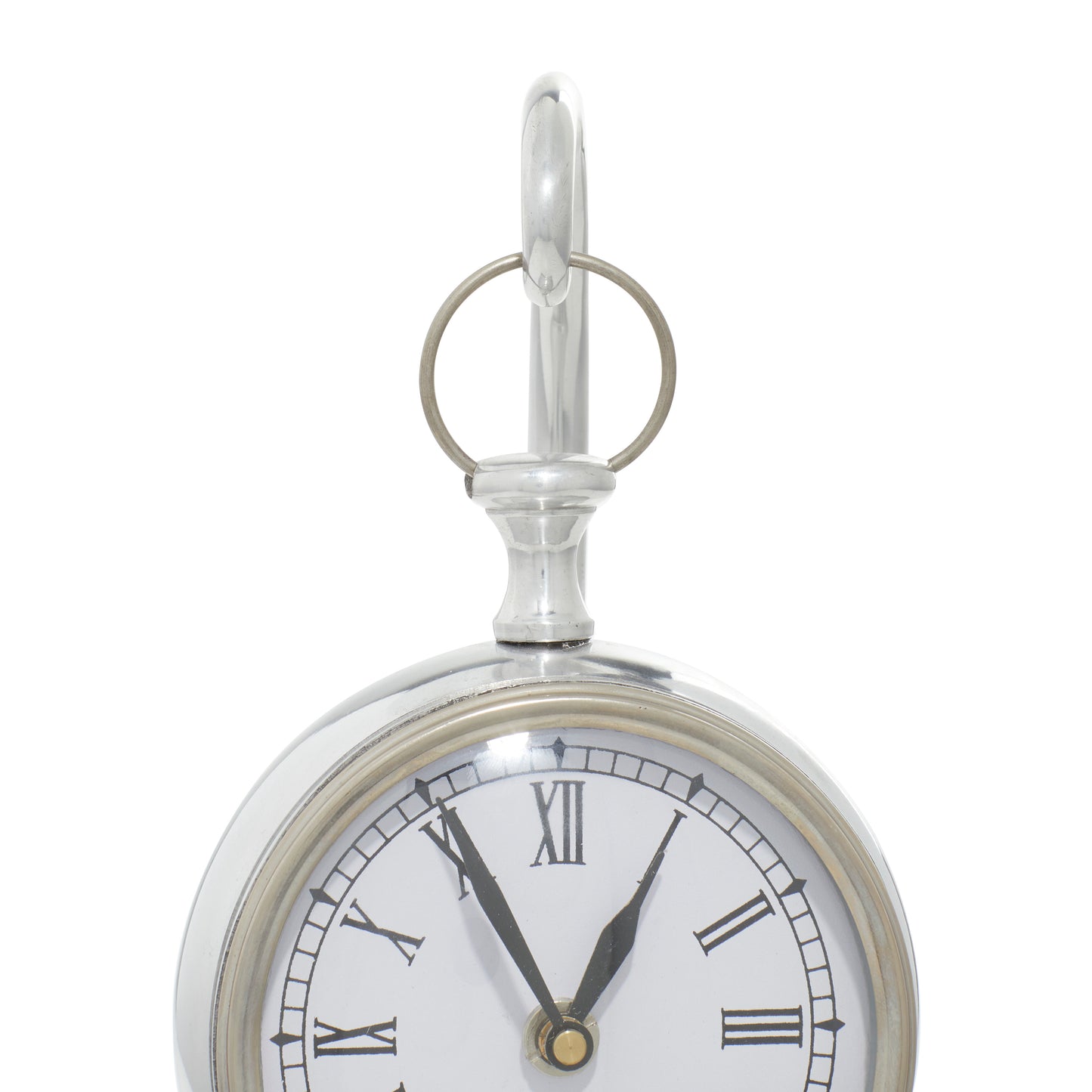 11"H, 5"W Aluminum Silver Analog Coastal Clock