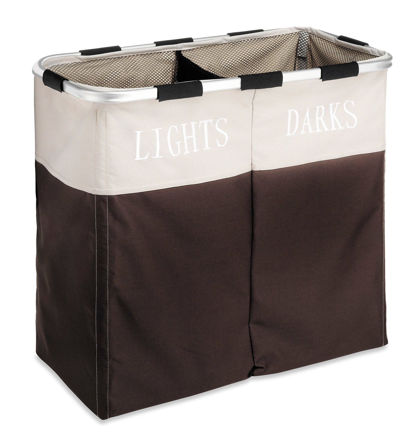 Fabric Two Compartment Laundry Hamper, Espresso