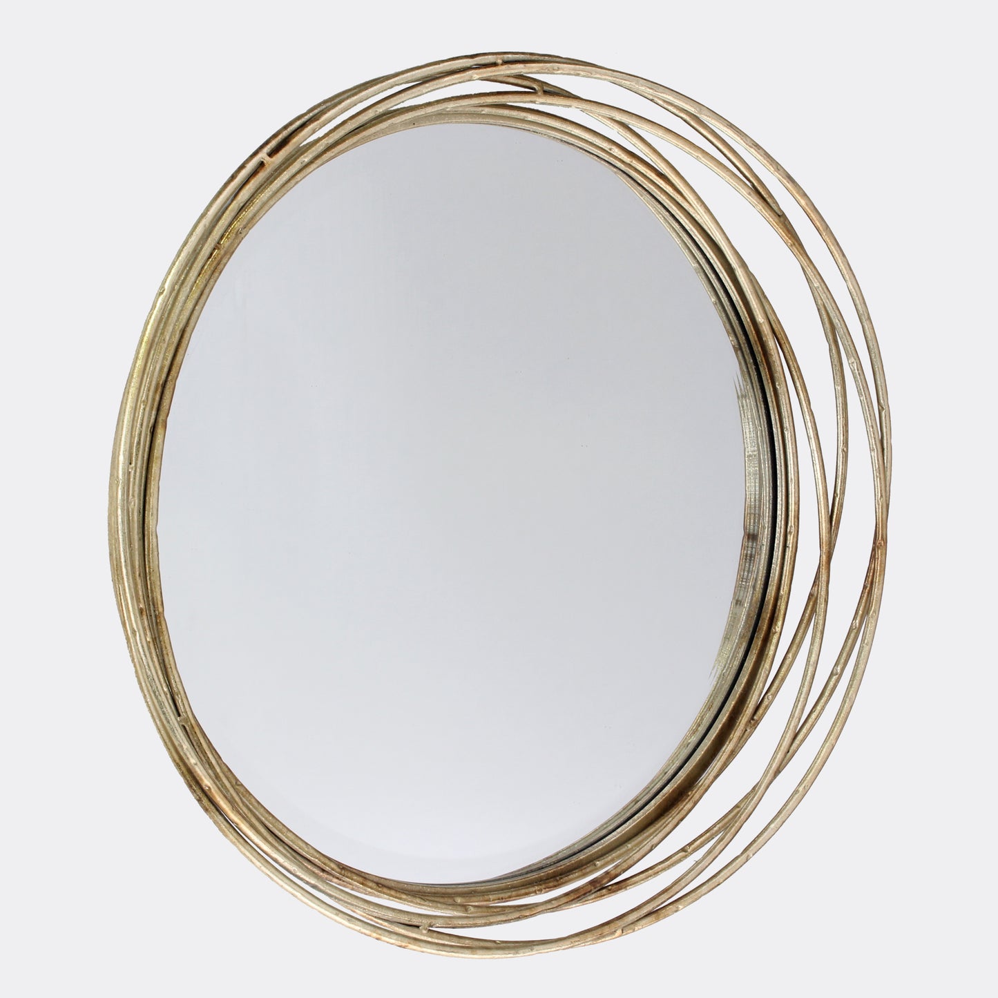 Round Metal Decorative Wall Mirror, 17.13 x 17.13 x 3.15 inches