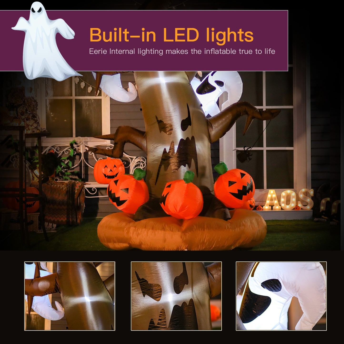 8' Inflatable LED Dead Tree for Halloween Home Decoration