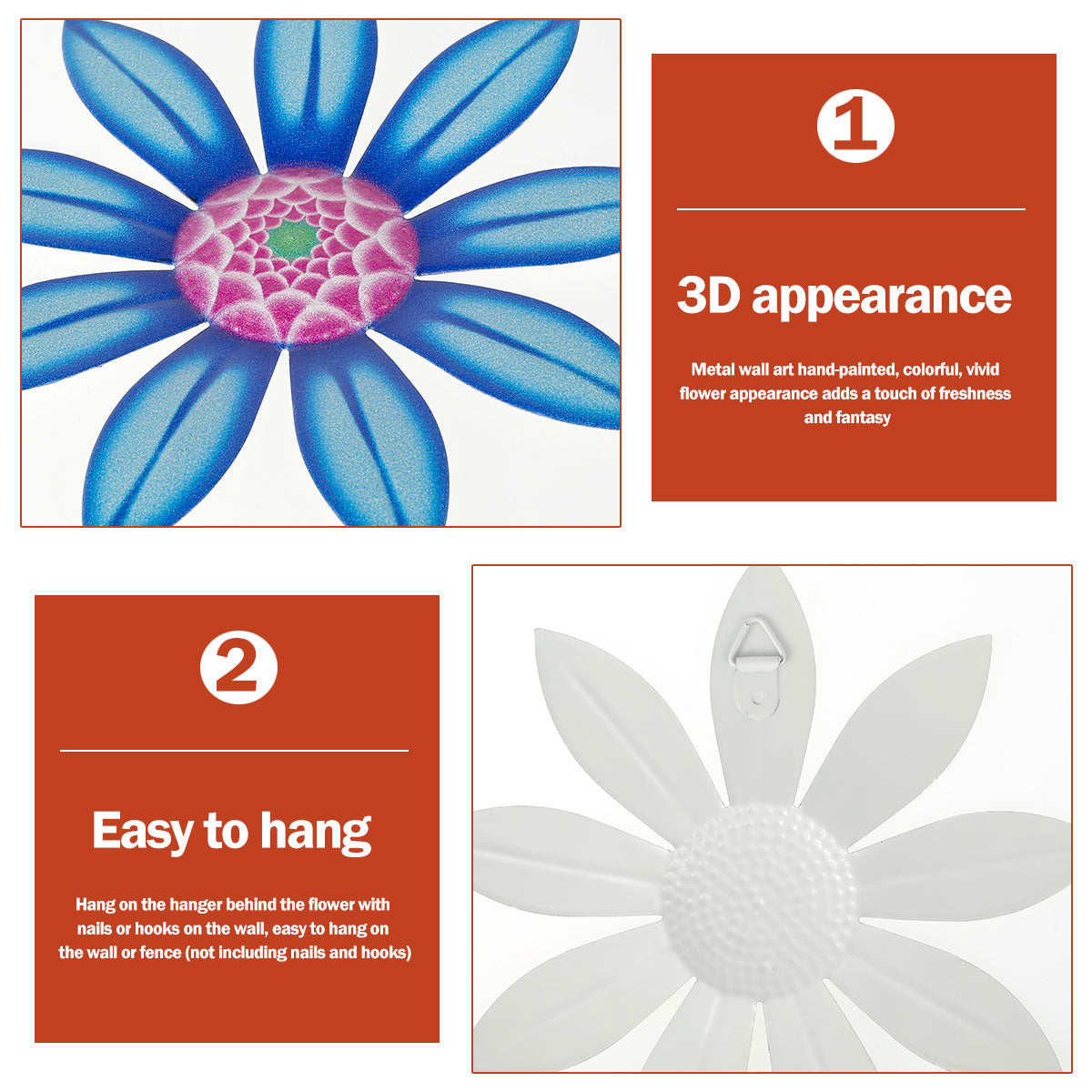 4pcs Metal Flower Wall Decoration