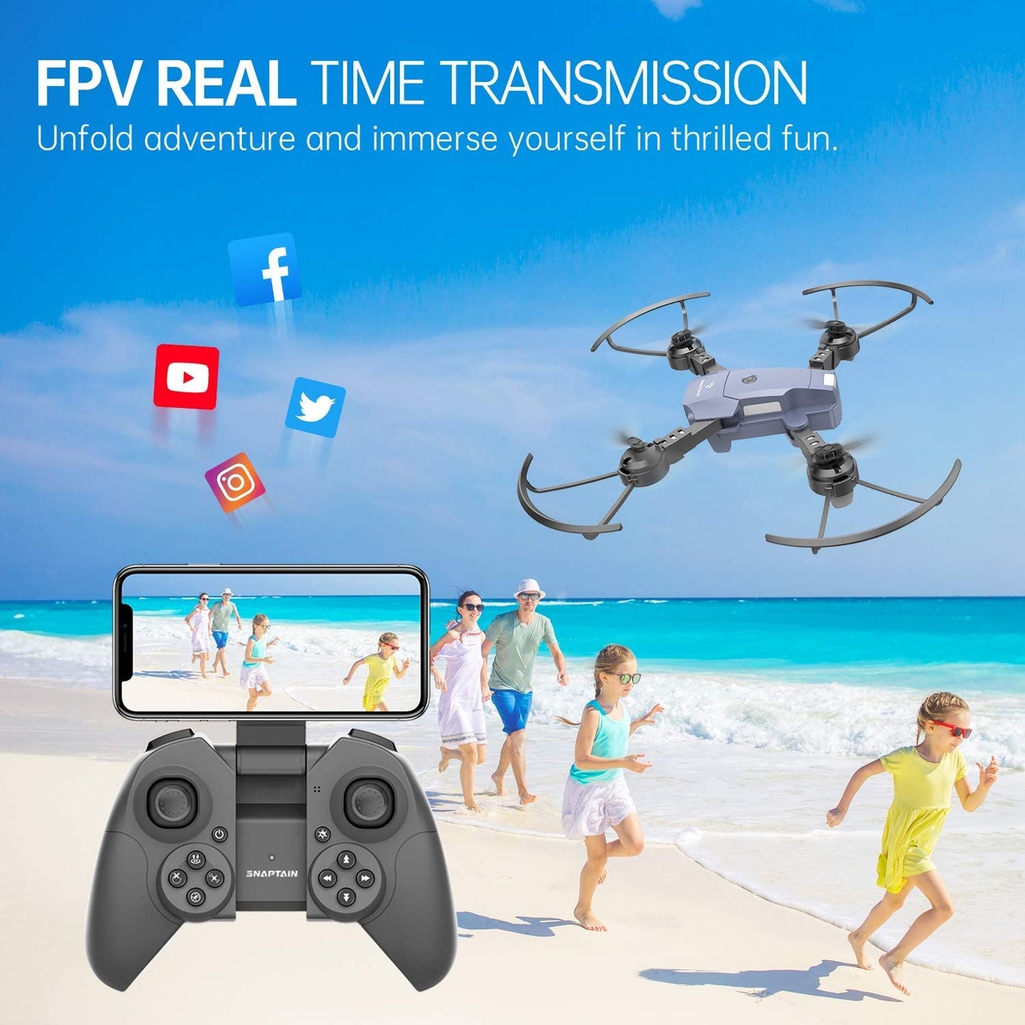 A10 Mini Foldable Drone w/ 1080P HD Camera FPV WiFi RC Quadcopter,Blue