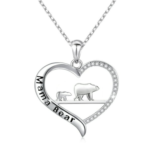 Mama Bear Necklace Perfect Gift for Wife/Mom Mother's Day Gift- Silver_1