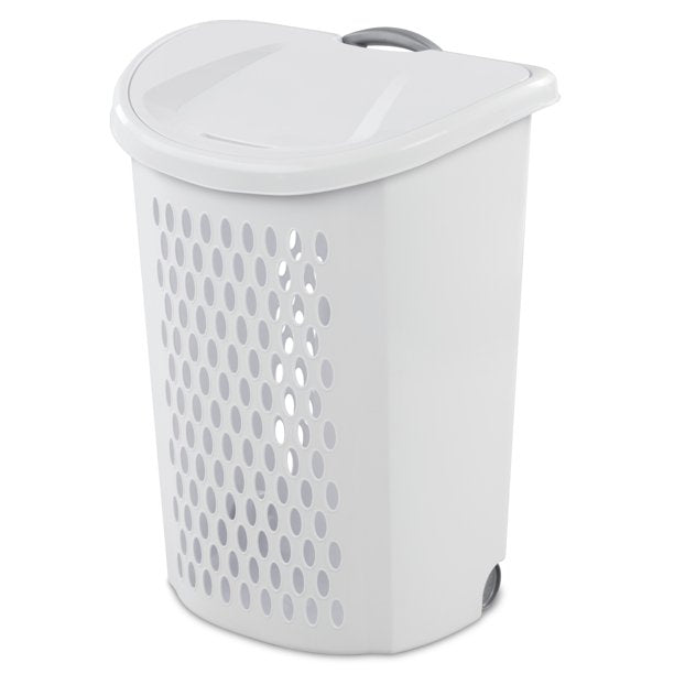 Wheeled Hamper Plastic, White