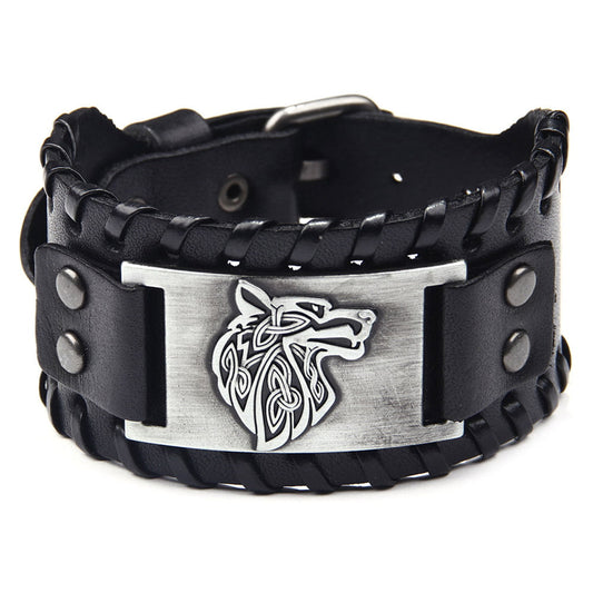 Viking Genuine Leather Bracelet Punk for Men/Women