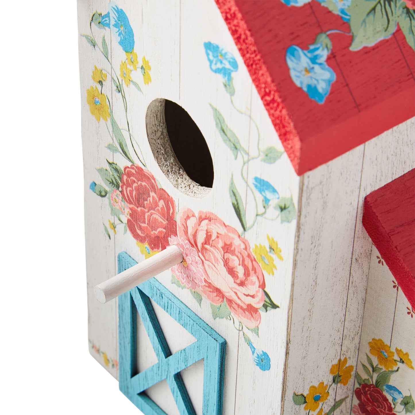 Multi-Color Sweet Rose Wood Birdhouse w/ Removable Roof