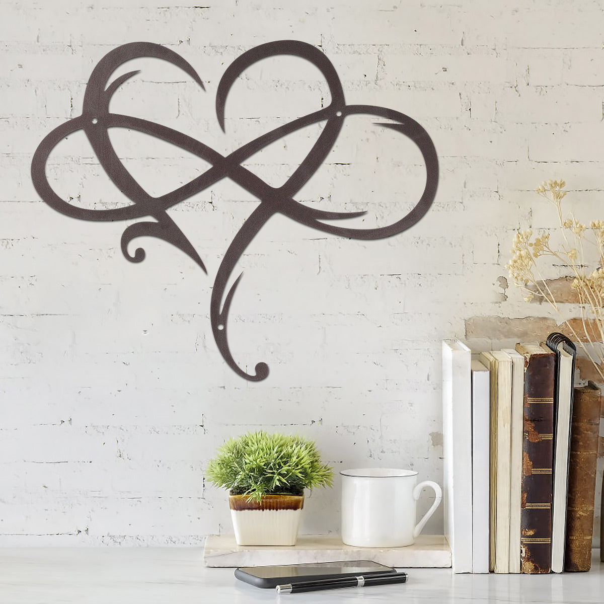 Metal Infinity Heart Hang Art Sculpture for Home Decoration