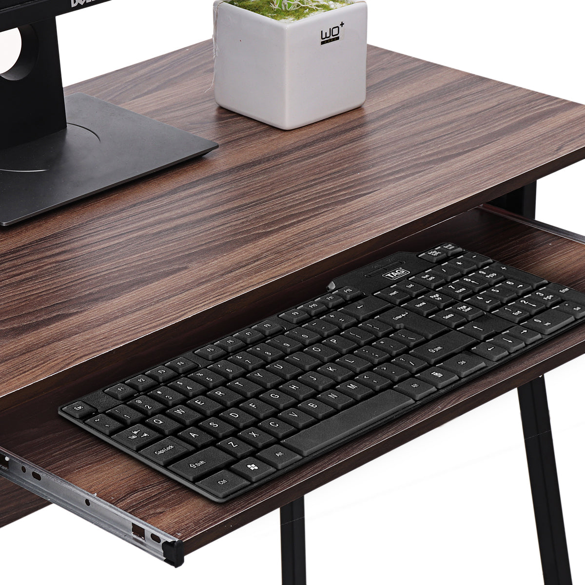 Computer Desk w/ Pull-out Keyboard Tray -Brown