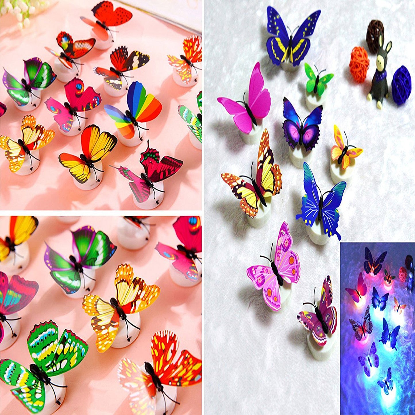 12Pcs Luminous 3D Butterfly Wall Stickers w/ Led Lights