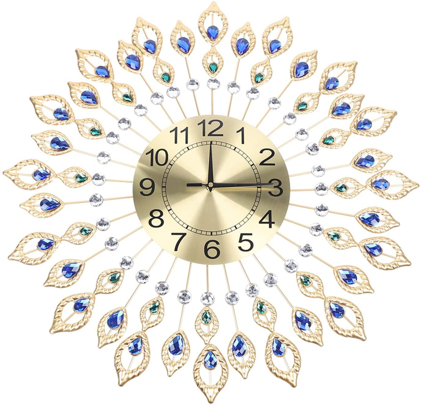 Pea-Cock Wall Clocks Luxury 3D Crystal Quartz Home Decoration