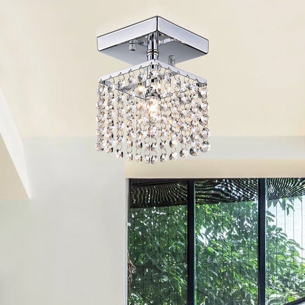 1-light Crystal 5-inch Chrome Chandelier for Home Decoration