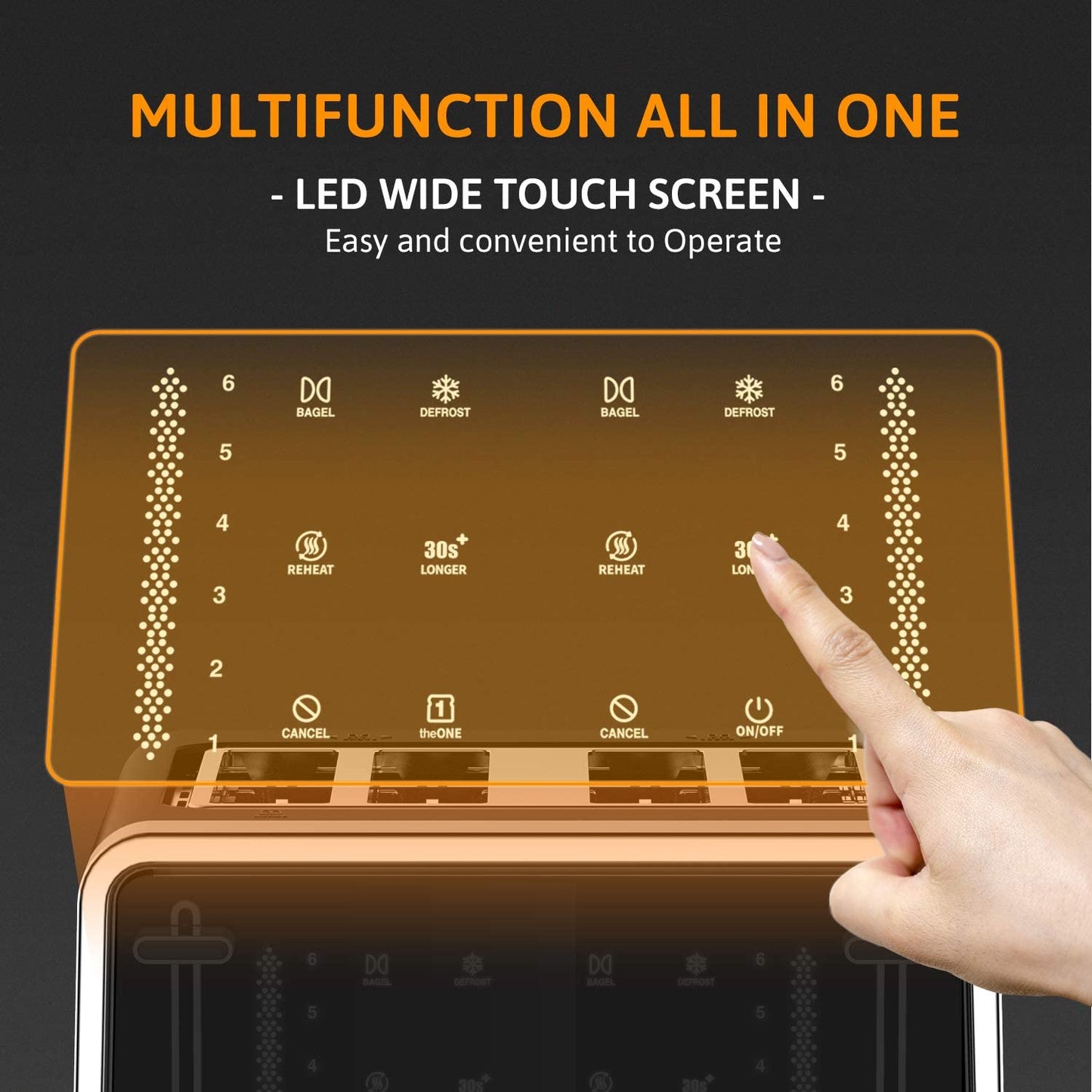 4 Slice Toaster LED Digital Touchscreen Extra-Wide Slots