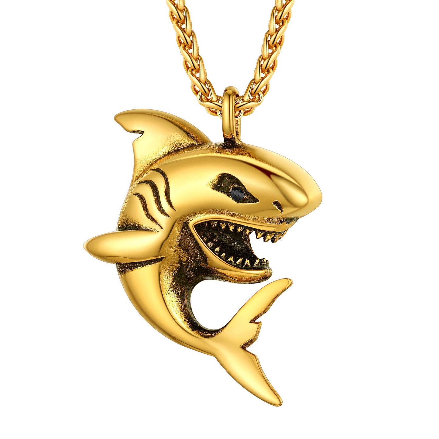 Shark Pendant Chain for Men Stainless Steel Punk Necklace