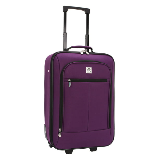 Pilot Case 18" Carry-on Luggage, Purple, 12.5"L x 6.5"D x 19.25"H