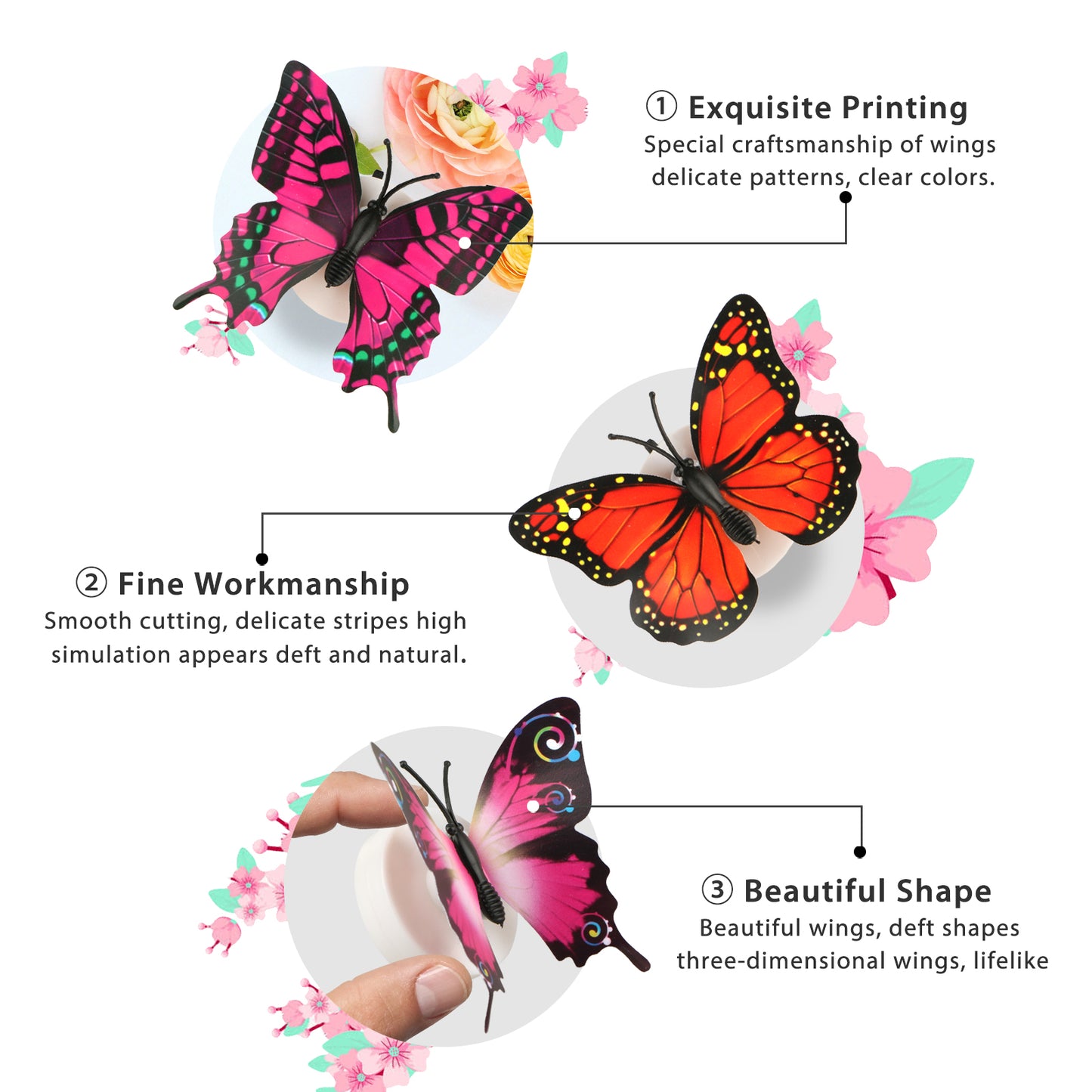 12Pcs Luminous 3D Butterfly Wall Stickers w/ Led Lights