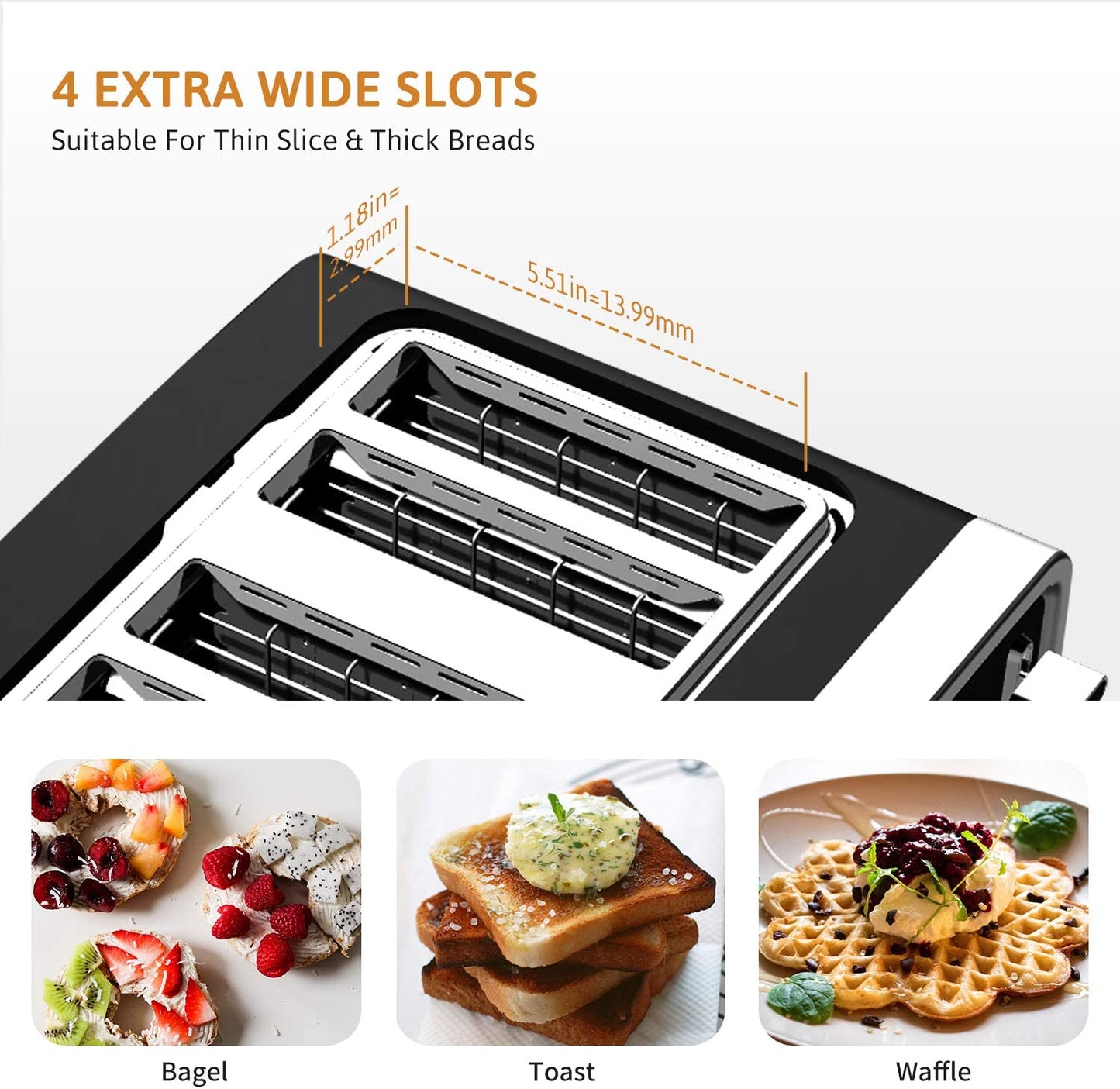 4 Slice Toaster LED Digital Touchscreen Extra-Wide Slots