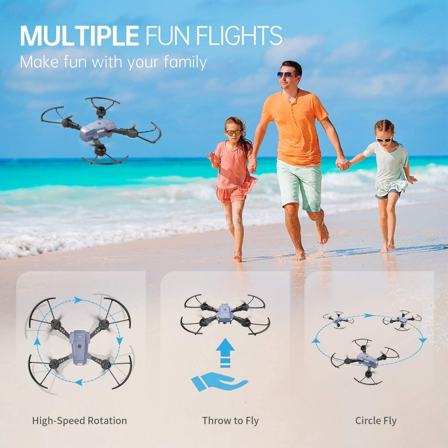 A10 Mini Foldable Drone w/ 1080P HD Camera FPV WiFi RC Quadcopter,Blue