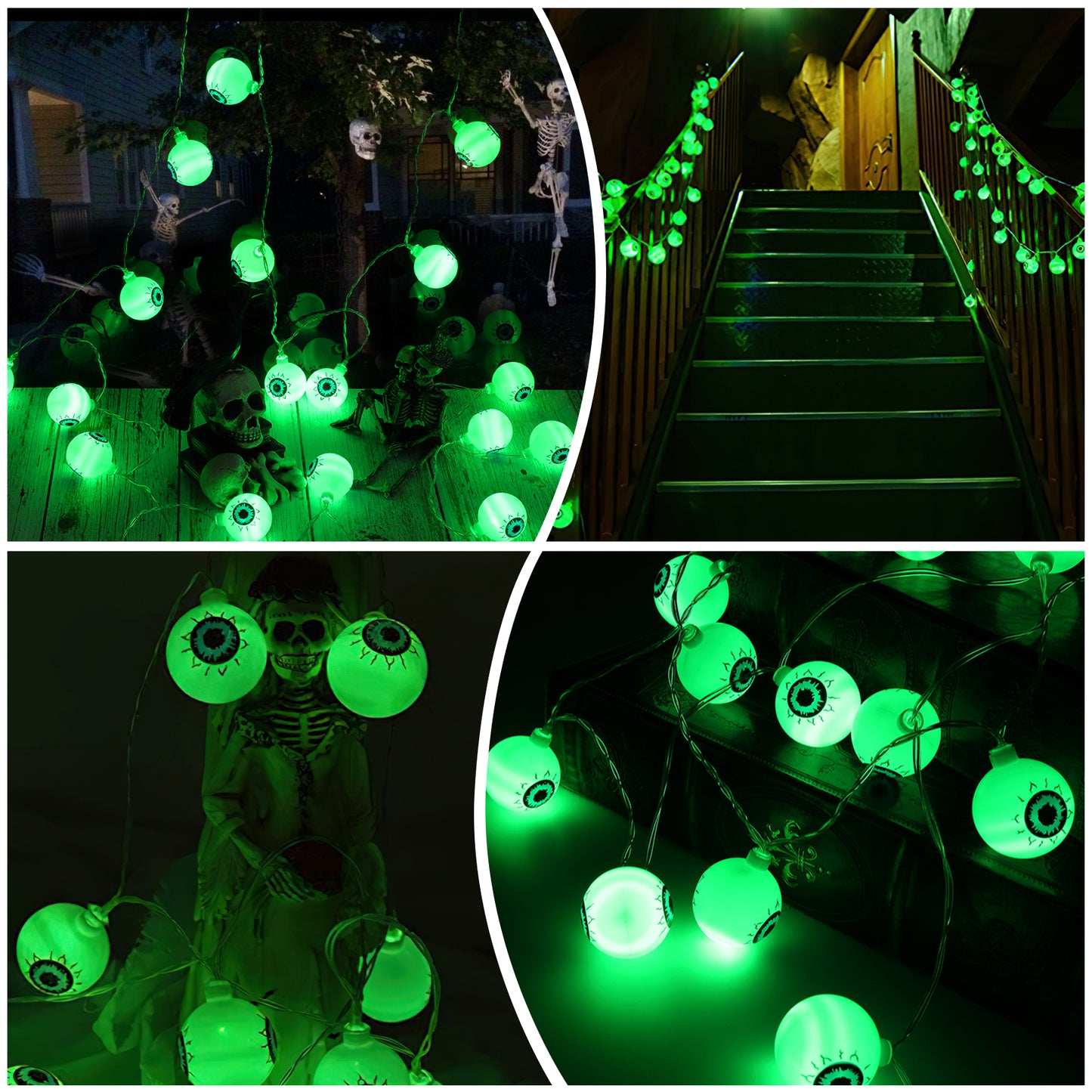 30 LED Halloween Eyeball String Lights 8 Modes w/ Remote