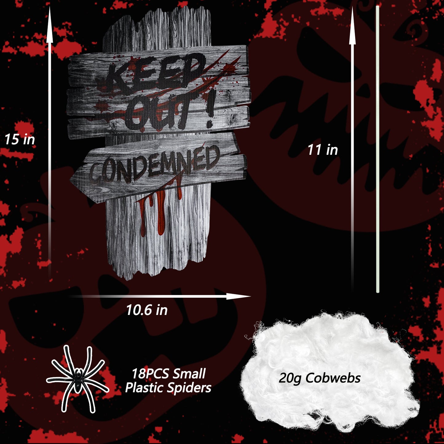 Halloween  Outdoor Yard Signs Stakes w/ 20g Cobwebs & 18 Pcs Small Spider