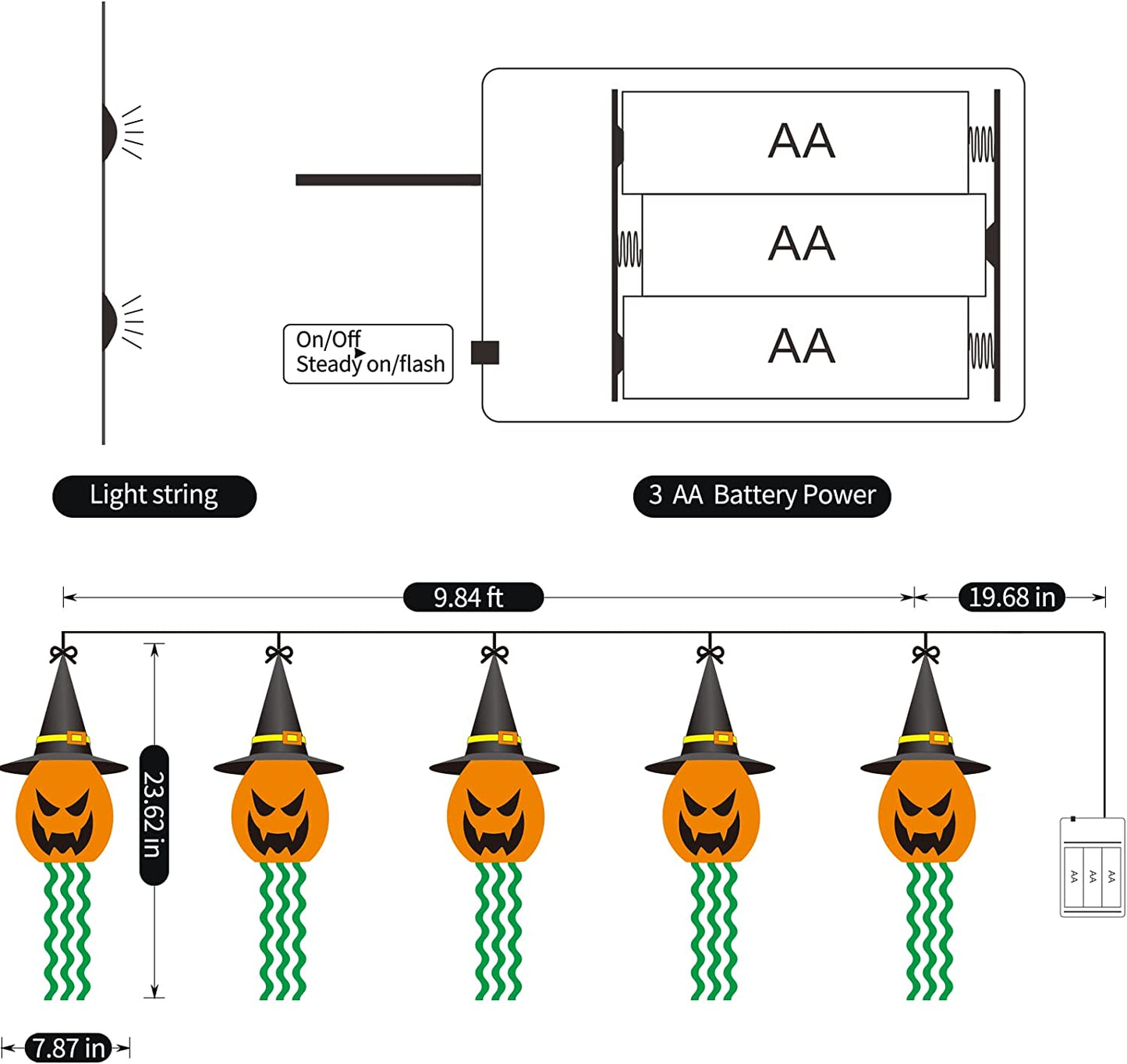 Pumpkin/Ghost String Lights  Halloween Decorations