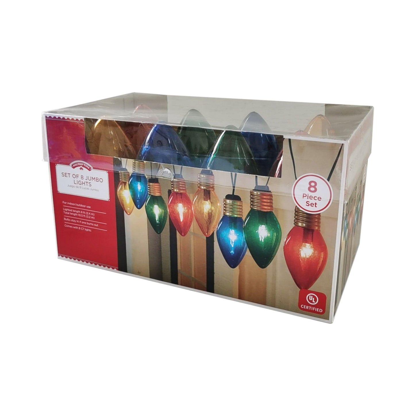 Jumbo C7 Christmas Lights, Multicolor, 8 Count