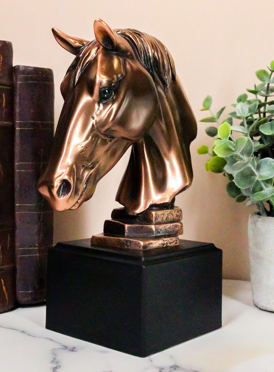 Horse Stallion Head Bust Figurine w/ Trophy Base