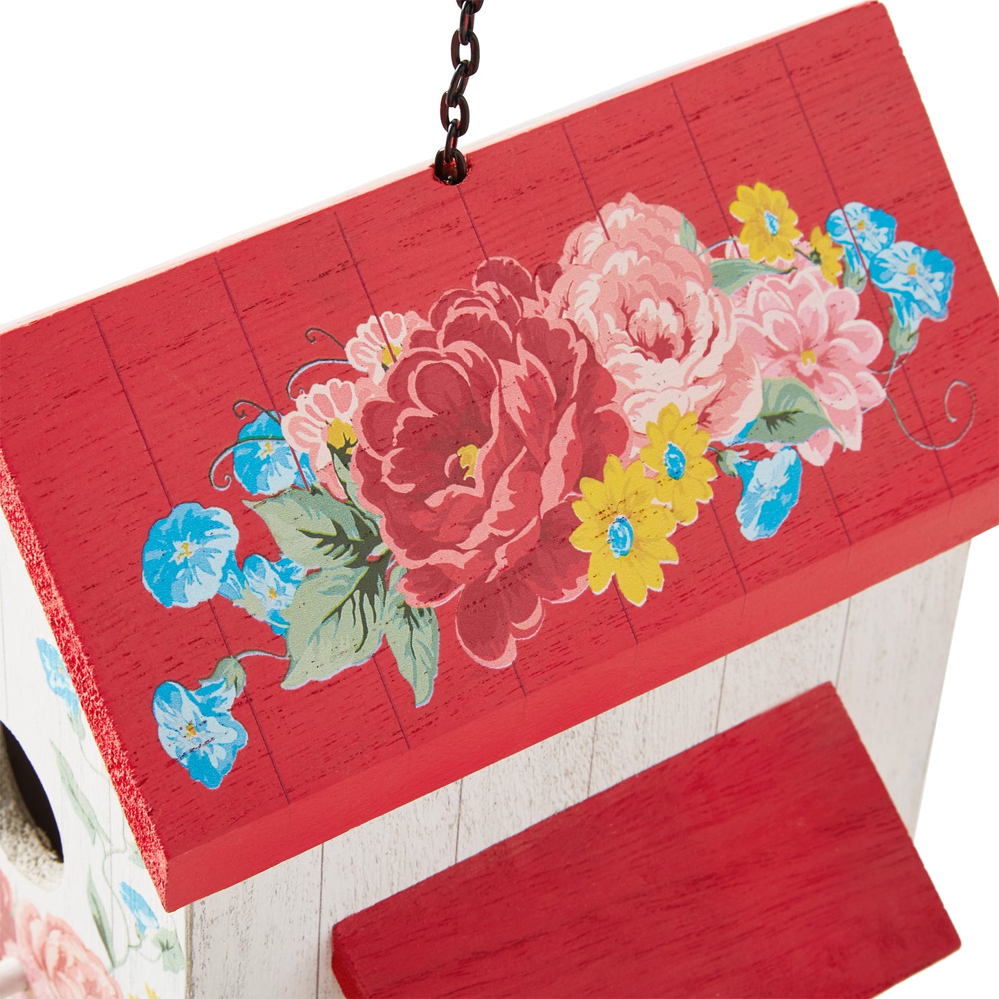 Multi-Color Sweet Rose Wood Birdhouse w/ Removable Roof