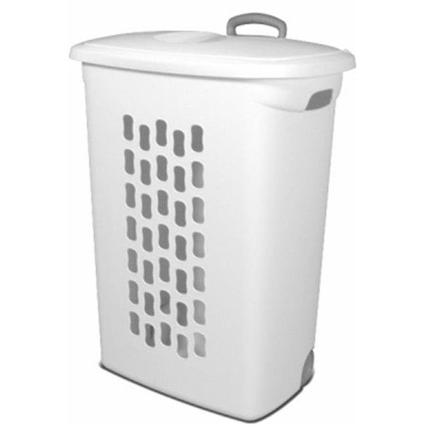 Wheeled Hamper Plastic, White