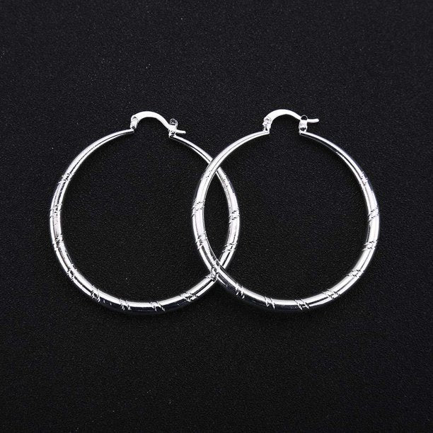 925 sterling solid silver ear stud hoop earrings for women