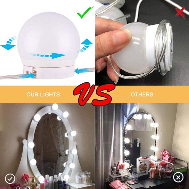 LED Vanity Mirror Lights, 17.7ft Hollywood Make Up w/ 14 Dimmable USB  Led Bulbs