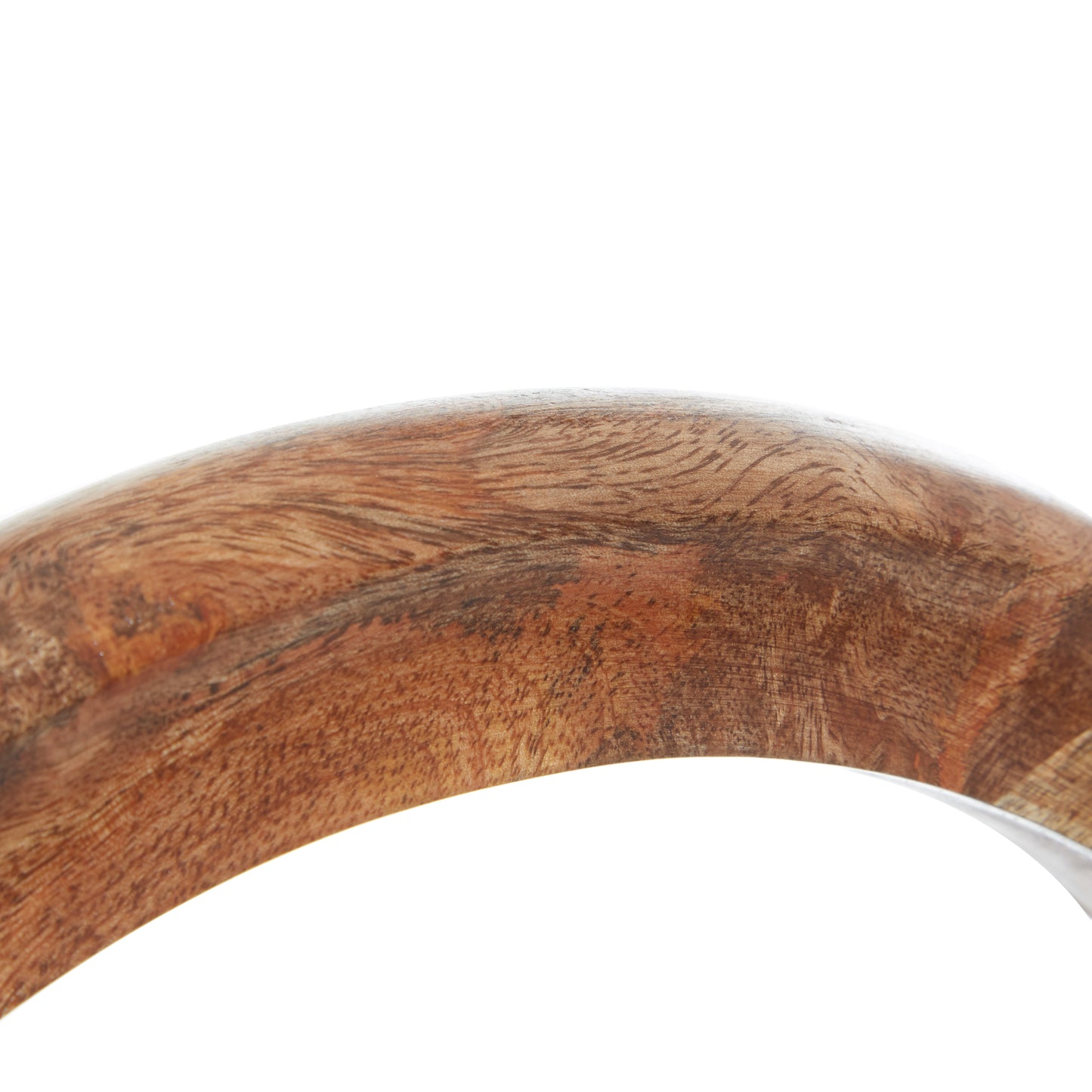 Contemporary Mango Wood And Marble Ring Sculpture, Brown