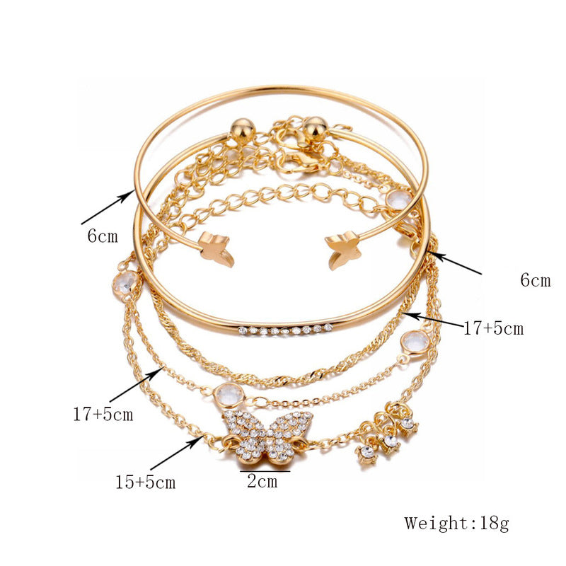 (5Pack)Gold Bracelets Set for Women