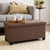 Rectangular Brown Storage Fabric Ottoman Bench