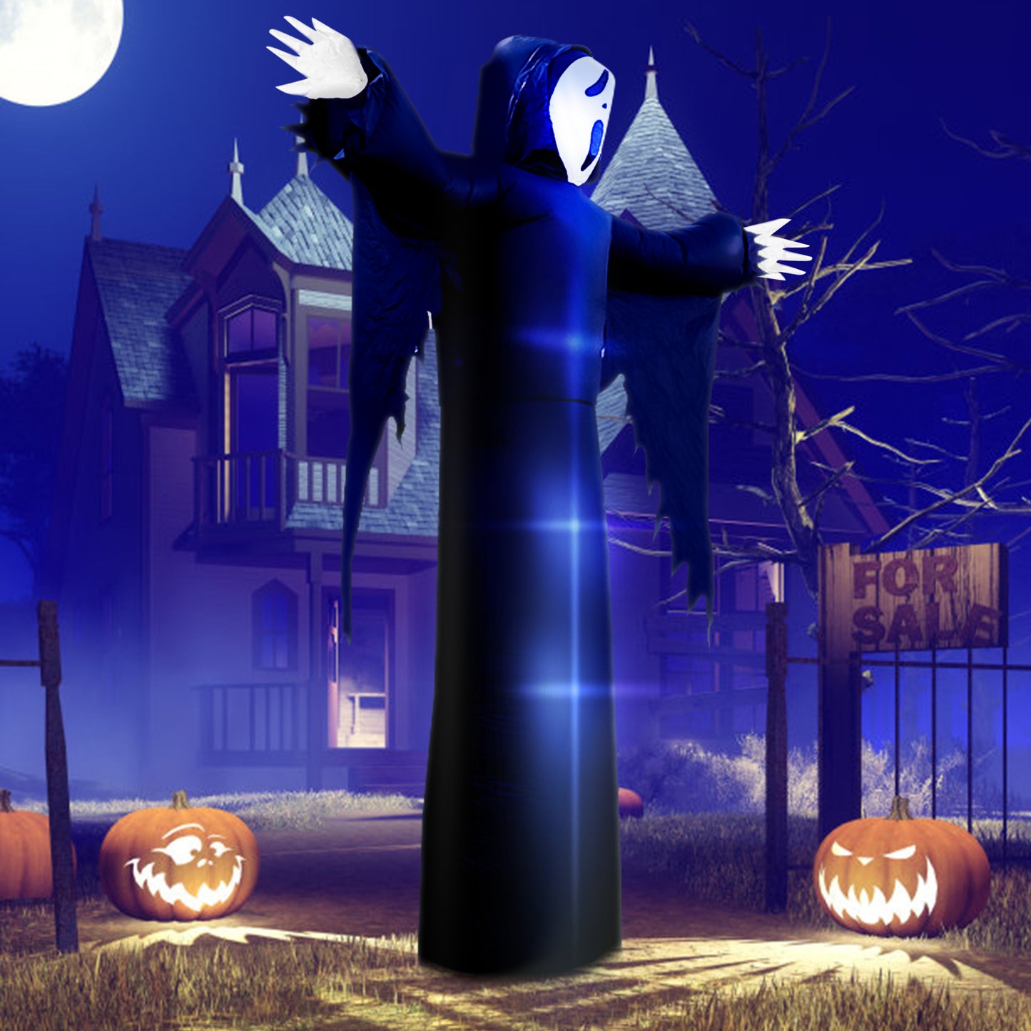 12FT Giant Halloween Inflatable Grim Reaper Ghost w/ LED Lights