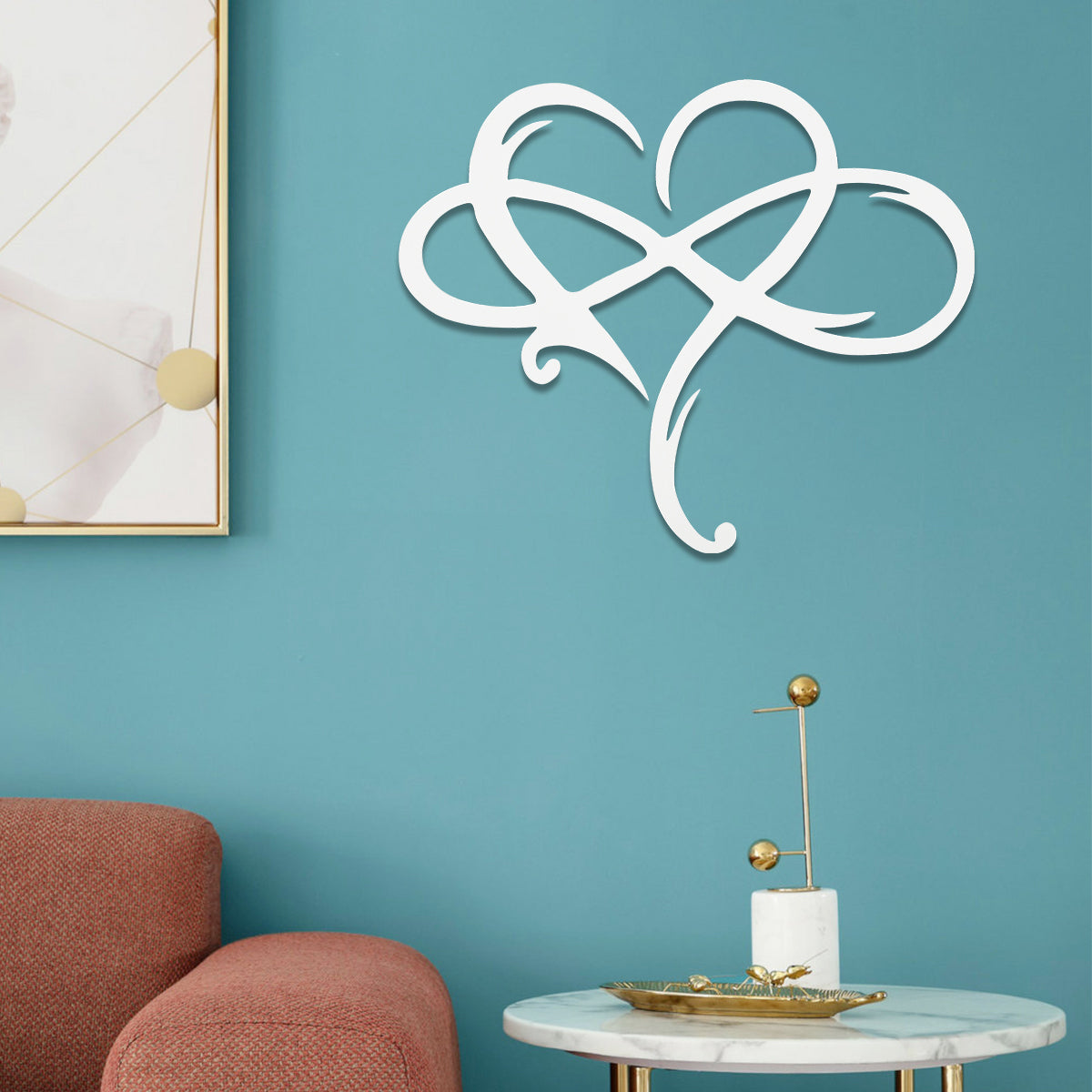 Metal Infinity Heart Hang Art Sculpture for Home Decoration