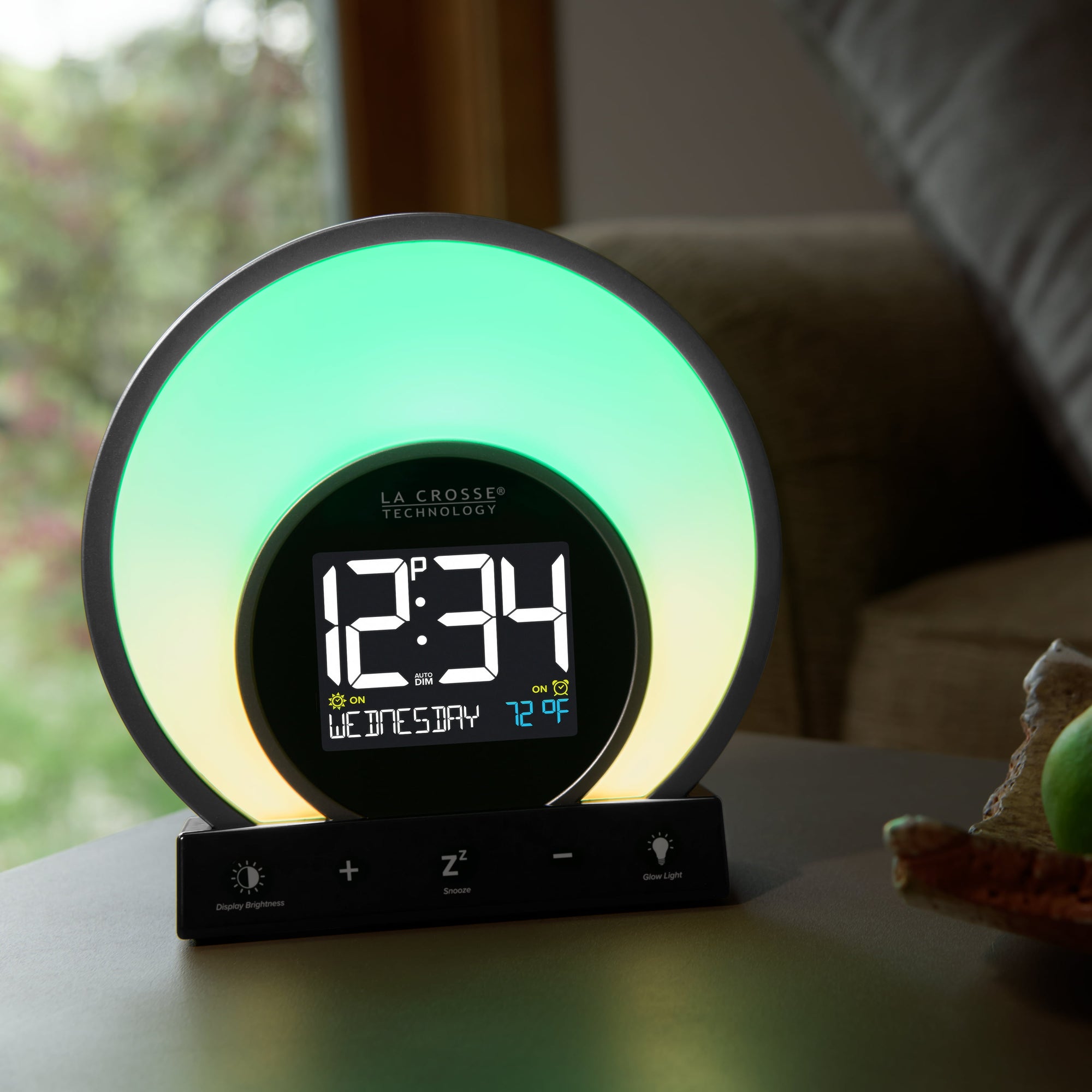 Sunrise Black LCD Alarm Clock with Temp. and USB Port