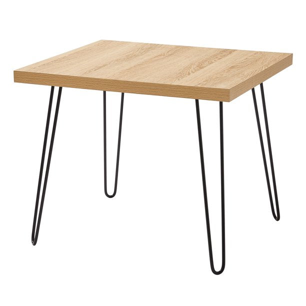 Hairpin Leg Square Side Table, Oak