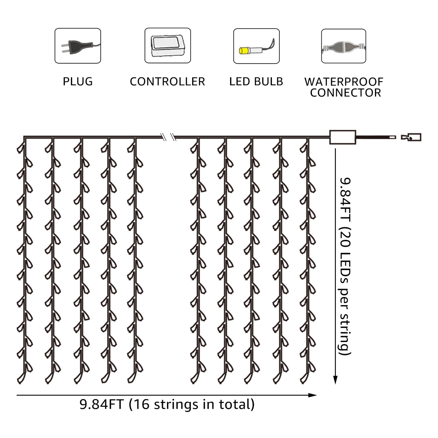 Extendable LED String Lights for Bedroom, Warm White