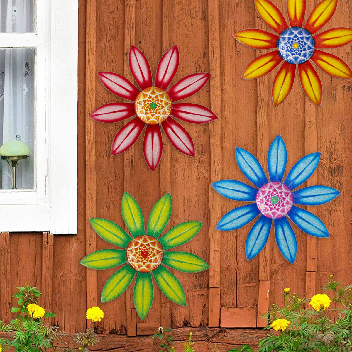 4pcs Metal Flower Wall Decoration