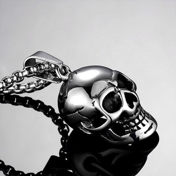 Devil Skull Punk Necklace Stainless Steel Gothic fpr Men/Women-Silver